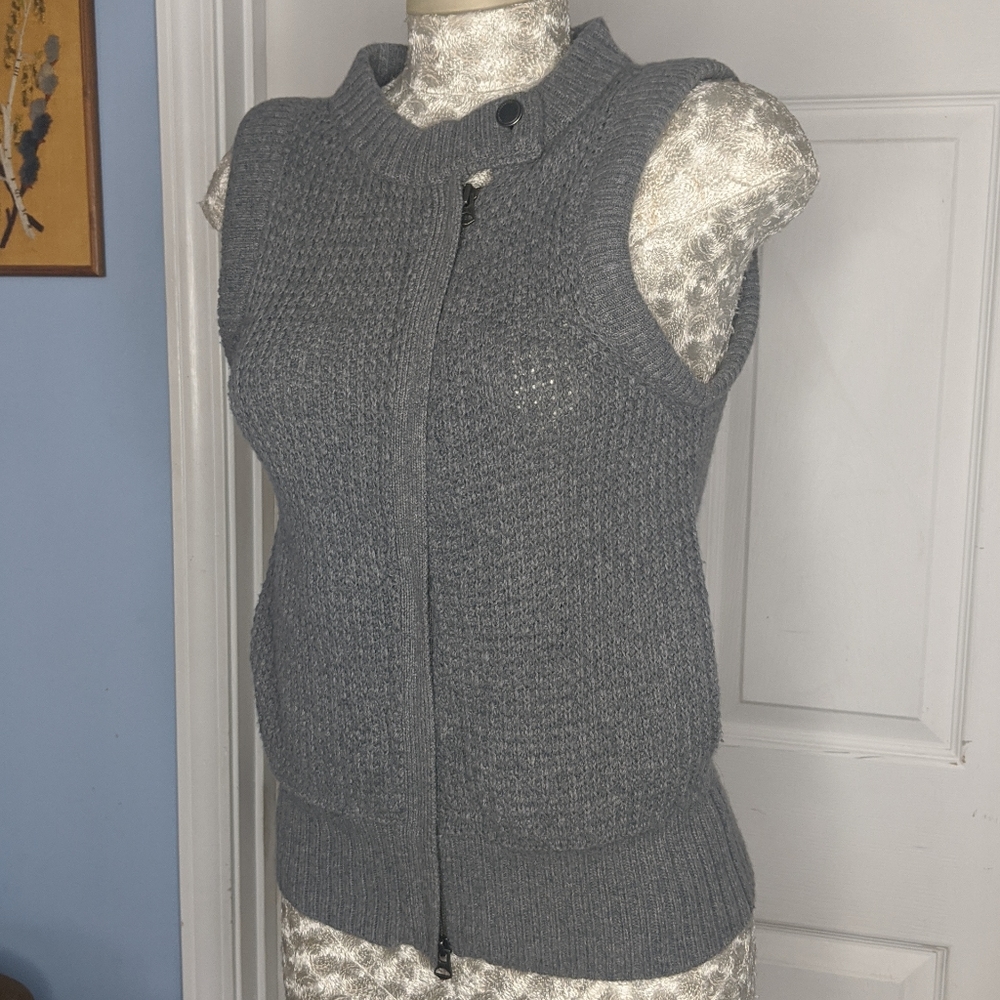 Armani Exchange Zip up sweater vest heathered gray